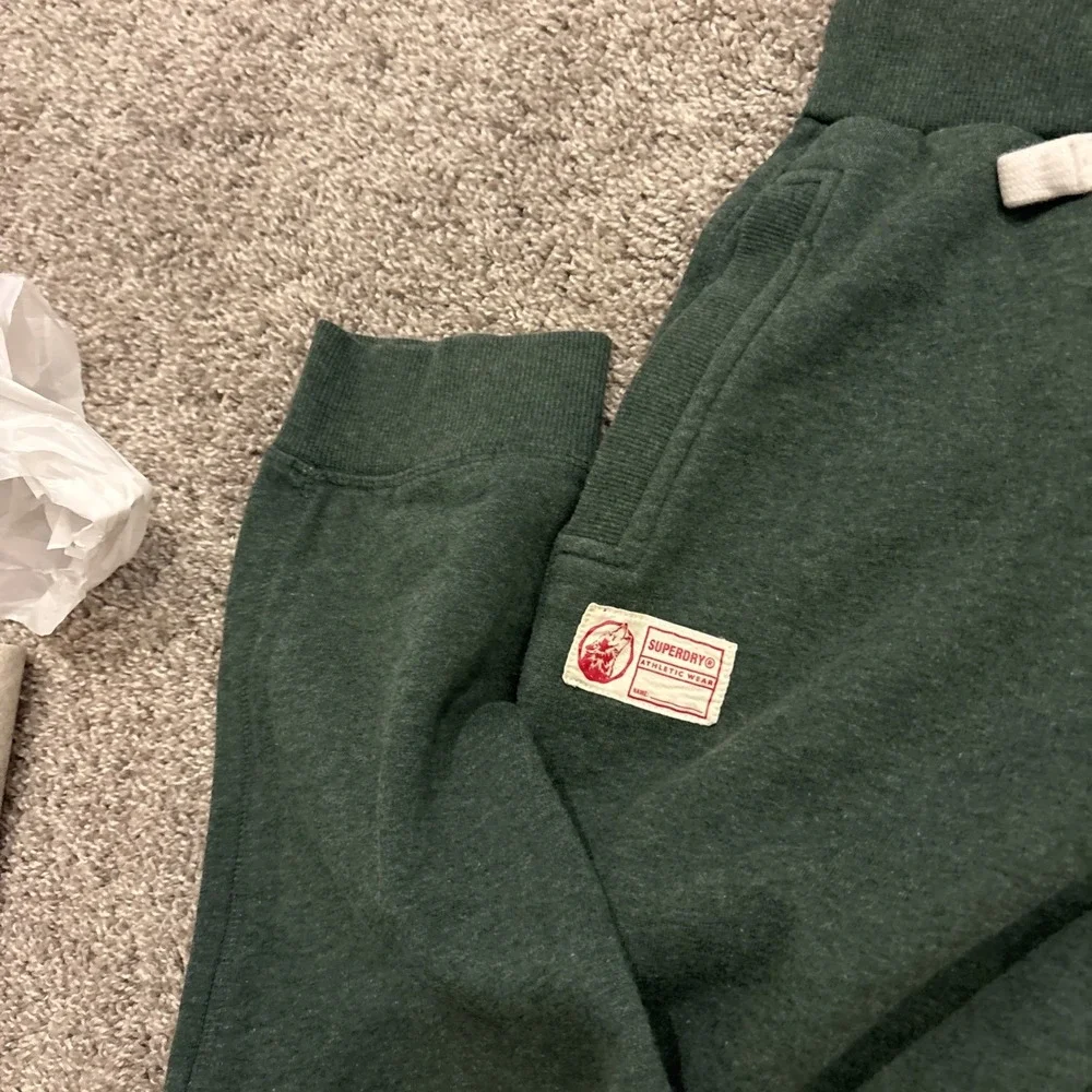 Superdry Mens Graphic Tracksuit Trousers Joggers Medium Green Cotton Drawstring